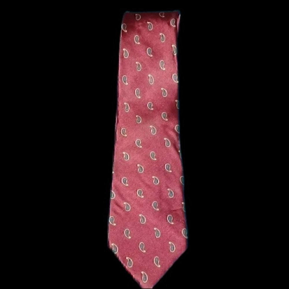 VGUC - Adolfo Red 100% Silk w/Small Paisley Men’s Tie